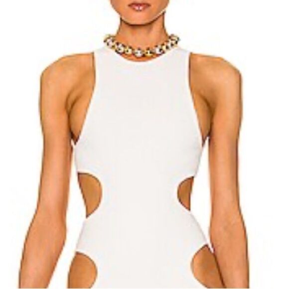 NWT DUNDAS Cut Out MIDI Dress White Knit Revolve Small - Picture 4 of 16